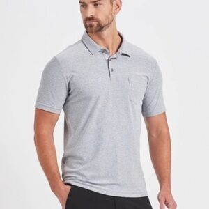 Vuori Men's Ace Polo Shirt Heather Gray Pocket Performance Stretch V164 Size S